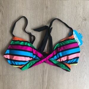 L’amour Color Blocked Adjustable Bikini Top Size XL